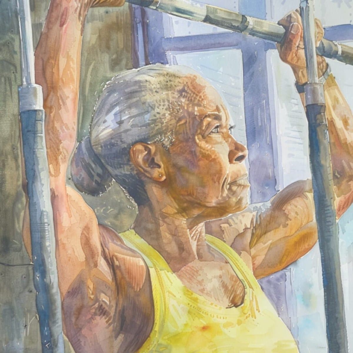 A soft watercolor illustration evoking gentle, sustainable strength and movement.